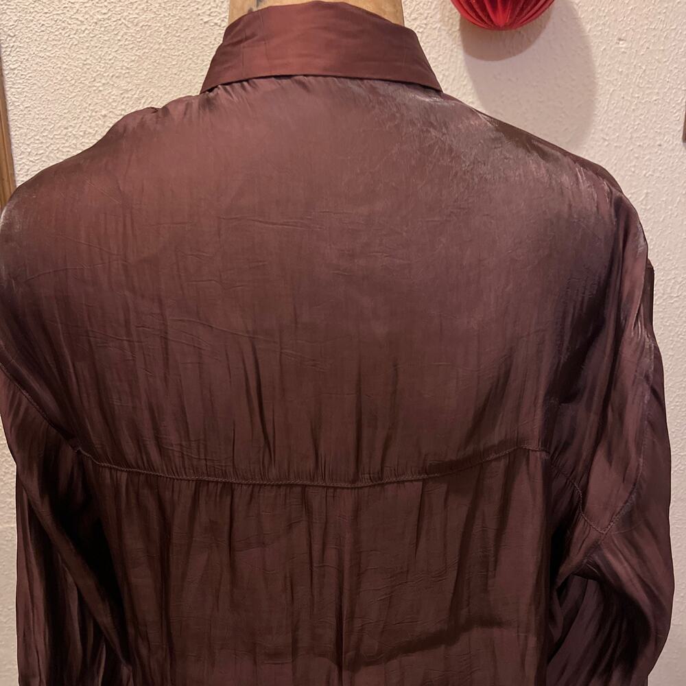 ASOS DESIGN Oversized Metallic Shirt Chocolate Size 4 - Picture 13 of 16